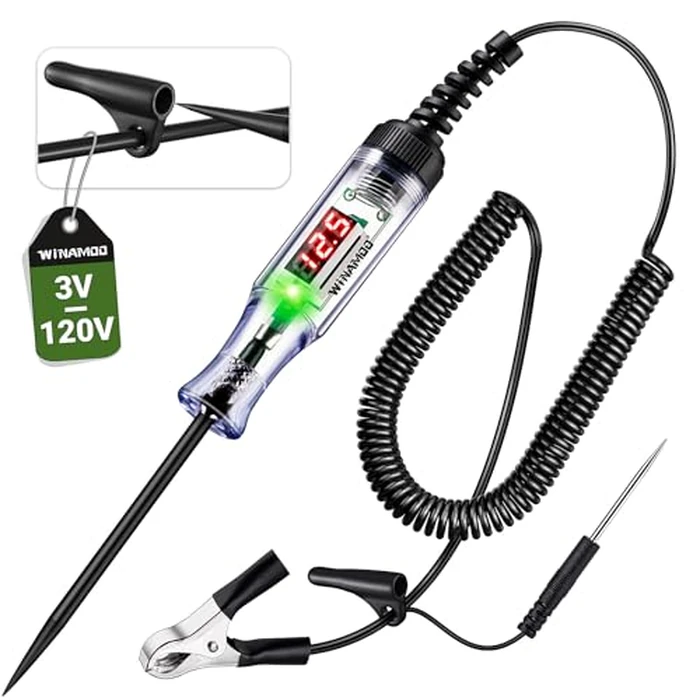WINAMOO Automotive Test Light with 3-120V LED Digital Voltage Display, Auto Circuit Tester with Voltmeter & Dual Color Polarity Indicate, Electric Test Pen w/Stainless Probe for Car/Truck/SUV Checker by WINAMOO - Used - Like New condition