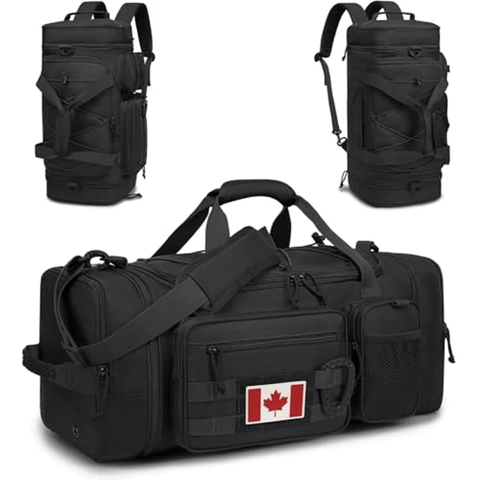 TONRUYN 3 in 1 Tactical Gym Bag Backpack for Men 40-45L Expandable Travel Duffle Bag for Women Military Sport Duffel Bags Weekend Overnight with Shoe Compartment & Wet Pocket for Fitness, Black by TONRUYN - Used - Acceptable condition - CA$41.61