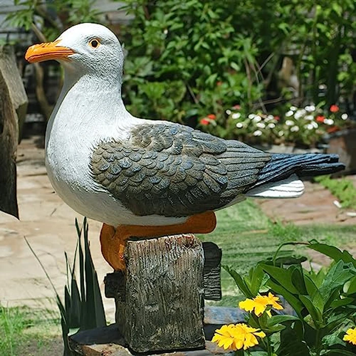 Euiroet Real Seagull Outdoor Sculpture,Funny Bird Statue,Garden Beach Statue Decor,Resin Animal Seabird Ornaments,Coastal Beach Decor,Patio Decor for Outdoor Table Decorfor Garden,Terrace,Lawn,Yard by Euiroet - Used - Like New condition