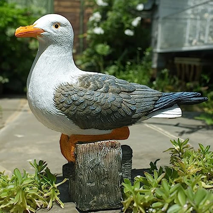 Euiroet Real Seagull Outdoor Sculpture,Funny Bird Statue,Garden Beach Statue Decor,Resin Animal Seabird Ornaments,Coastal Beach Decor,Patio Decor for Outdoor Table Decorfor Garden,Terrace,Lawn,Yard by Euiroet - Image 4