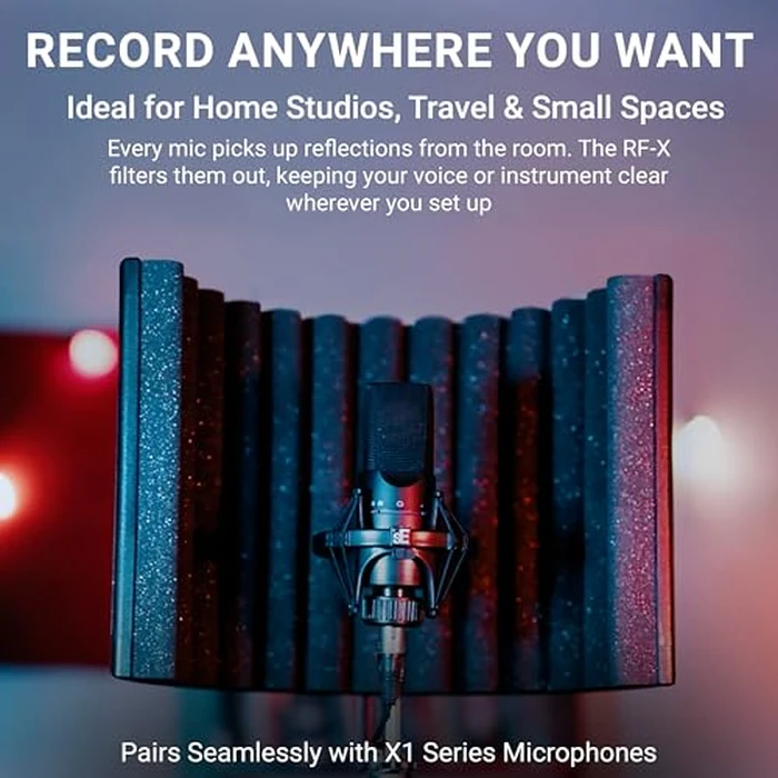 sE Electronics RF-X Reflexion Filter - Portable Microphone Isolation Shield for Recording Music, Podcasts & Voice-Overs - Four-Layer Acoustic Sound Shield for Home Recording Studio Equipment (Black) by SE ELECTRONICS - Image 4