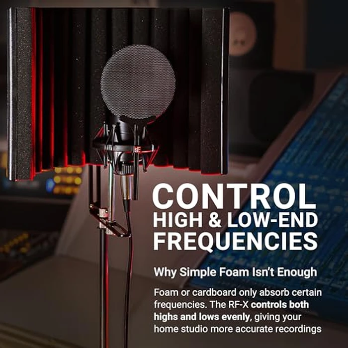 sE Electronics RF-X Reflexion Filter - Portable Microphone Isolation Shield for Recording Music, Podcasts & Voice-Overs - Four-Layer Acoustic Sound Shield for Home Recording Studio Equipment (Black) by SE ELECTRONICS - Image 6