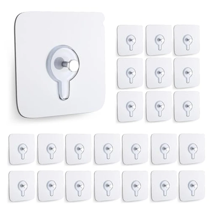 24PCS Picture Hangers Without Nails, Wall Hangers Without Nails, Adhesive Wall Hooks, to use Inside Kitchen, Bathroom, Home and Office (8mm) by coolpa - Used - Like New condition
