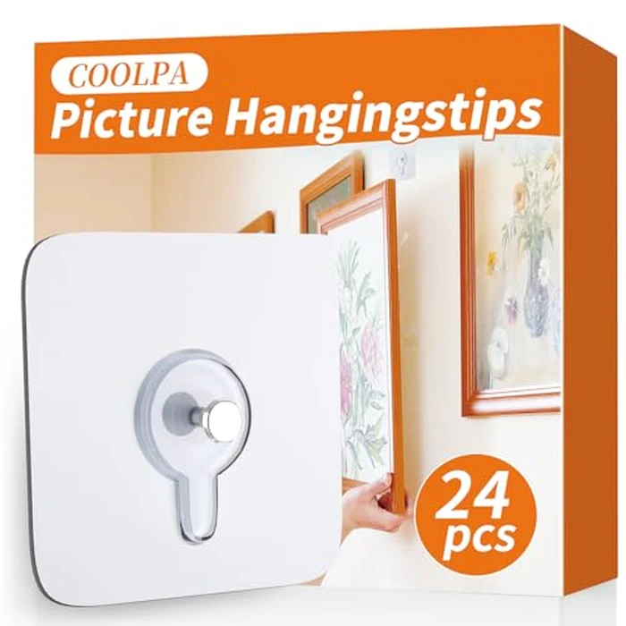 24PCS Picture Hangers Without Nails, Wall Hangers Without Nails, Adhesive Wall Hooks, to use Inside Kitchen, Bathroom, Home and Office (8mm) by coolpa - Image 2