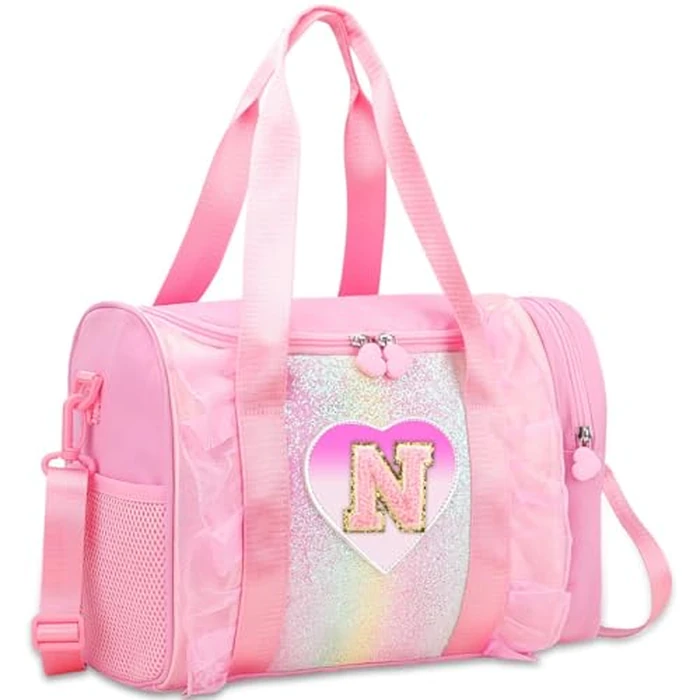 Personalized Monogram Dance Bag for Girls - 3-6 Years duffle bag for Kids Lightweight Water Resistant Oxford Backpack for Ballet Cheerleading Sleepovers Gymnastics Pink N by RHCPFOVR - Image 1
