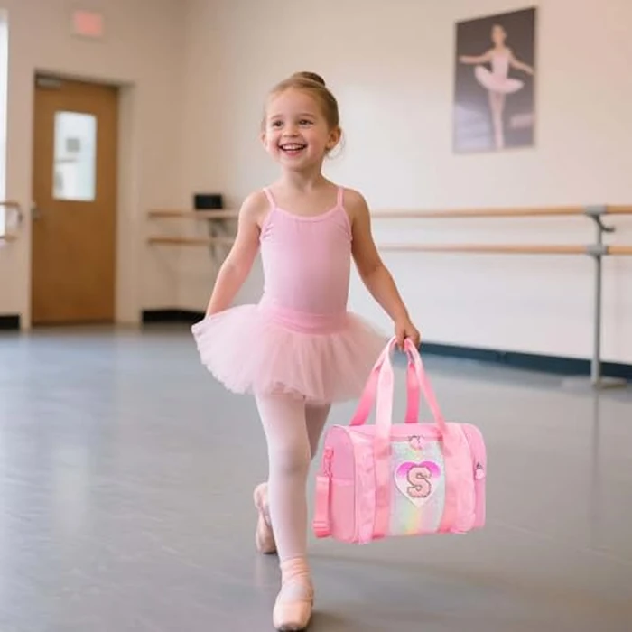 Personalized Monogram Dance Bag for Girls - 3-6 Years duffle bag for Kids Lightweight Water Resistant Oxford Backpack for Ballet Cheerleading Sleepovers Gymnastics Pink N by RHCPFOVR - Image 2
