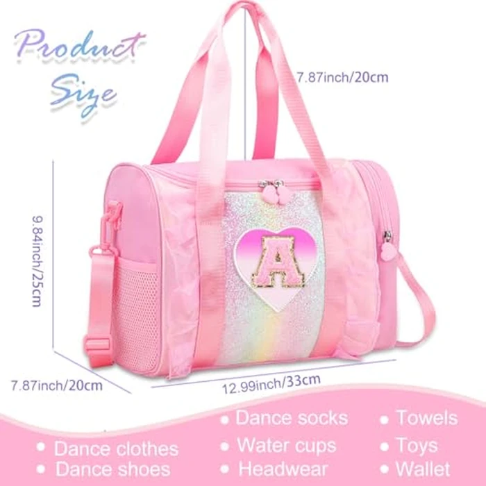 Personalized Monogram Dance Bag for Girls - 3-6 Years duffle bag for Kids Lightweight Water Resistant Oxford Backpack for Ballet Cheerleading Sleepovers Gymnastics Pink N by RHCPFOVR - Image 3