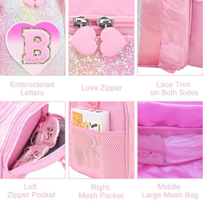 Personalized Monogram Dance Bag for Girls - 3-6 Years duffle bag for Kids Lightweight Water Resistant Oxford Backpack for Ballet Cheerleading Sleepovers Gymnastics Pink N by RHCPFOVR - Image 5