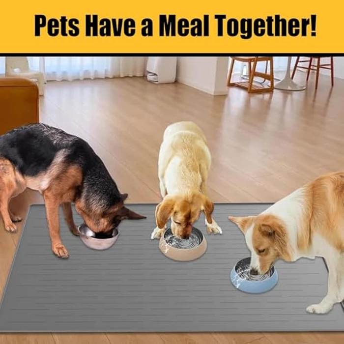 51.2"x25.6"(130cmx65cm) Largest Dog Food Mat, XXXXL Silicone Dog and Cat Mat for Food and Water Bowls, Thinken Waterproof Non-Slip XXXL Pet Feeding Mat for Floors, Black by Goldleaf - Image 7