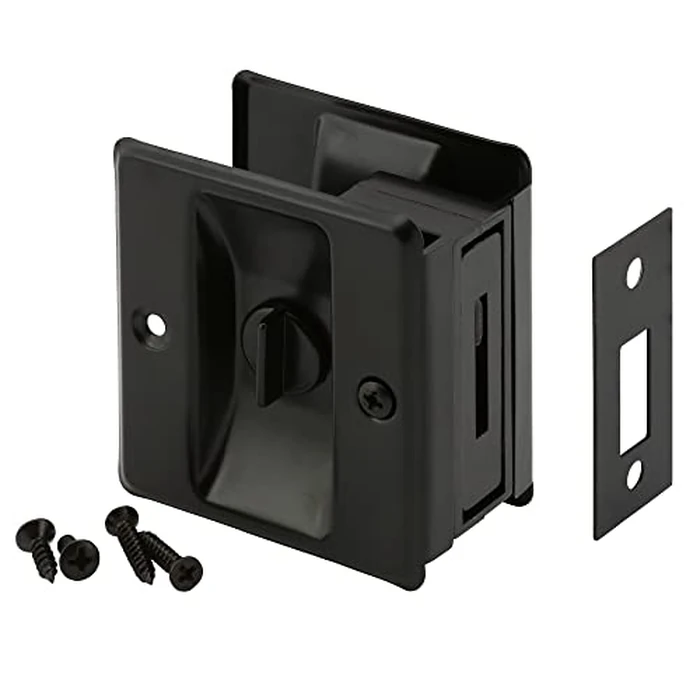 Prime-Line N 7578 Pocket Door Privacy Lock with Pull, Matte Black Finish (Single Pack) by Prime-Line - Used - Acceptable condition - CA$9.80