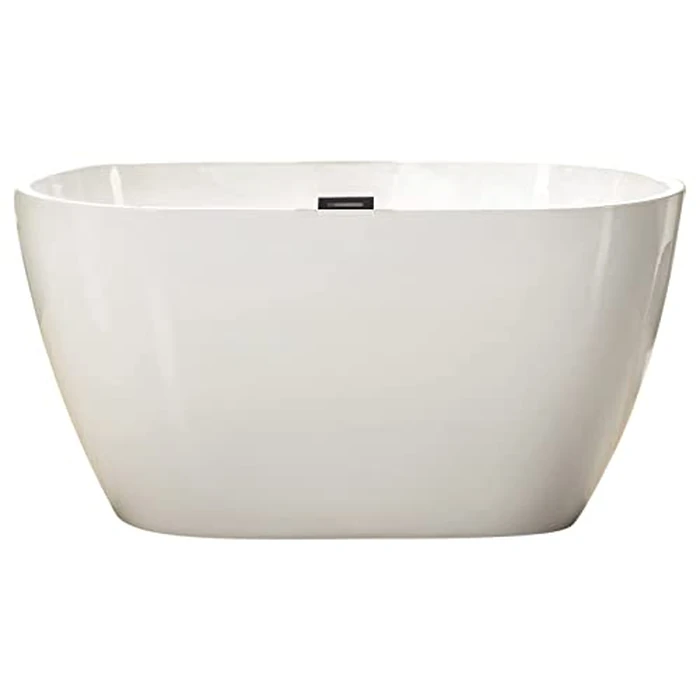 WOODBRIDGE 48" Acrylic Freestanding Bathtub Contemporary Soaking Tub, White Acrylic(Chrome Drain/Overflow),BTA1703-C-Drain&O by WOODBRIDGE - Image 1
