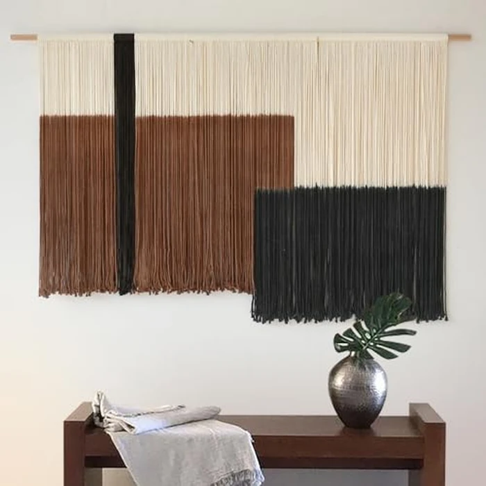 Macrame Wall Hanging Large Dip Dye Tapestry Fiber Wall Art Boho Bedroom Décor 57''W*35''L by Flber - Image 1