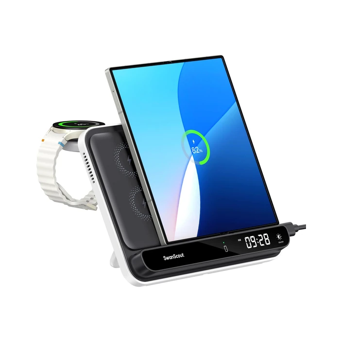 Wireless Charger for Samsung Z Fold 7/S25 Ultra, 30W Fast Charging Station for Samsung Z Fold 7/6/5/4/3/2, Foldable Charger Stand for Galaxy Watch 8/8 Classic/Ultra/7/6/5/4/3, SwanScout 710FS by SwanScout - Image 1