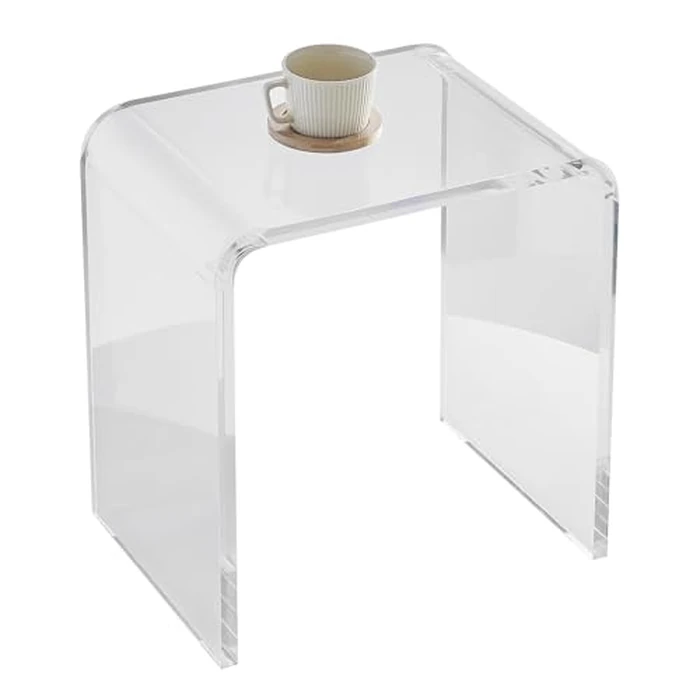 VEVOR Acrylic Side Table, U- Shaped Coffee Table, Clear Acrylic End Table with Waterfall Edges for Drink, Food, Snack Used in Living Room & Bedroom by VEVOR - Image 1