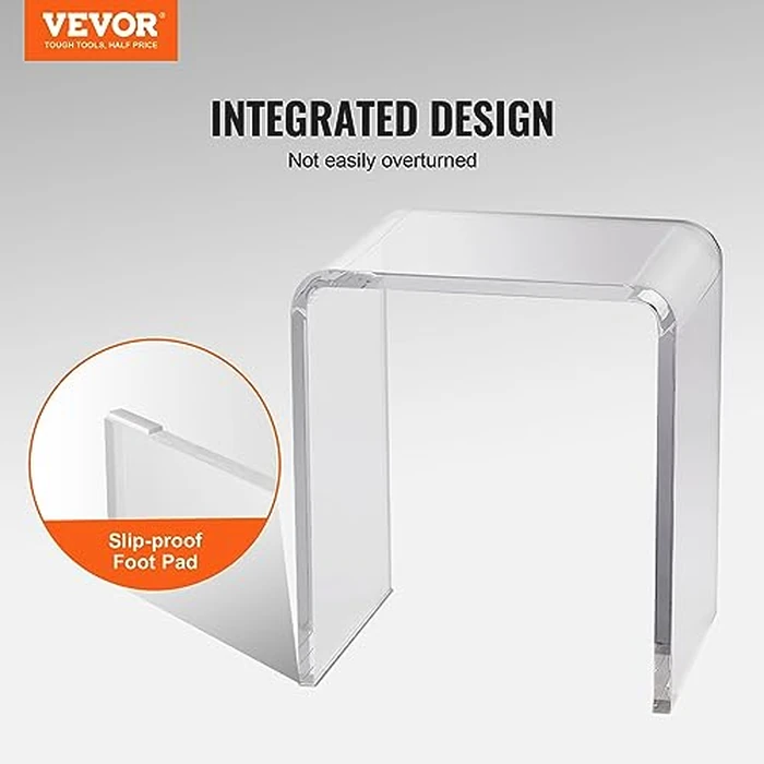 VEVOR Acrylic Side Table, U- Shaped Coffee Table, Clear Acrylic End Table with Waterfall Edges for Drink, Food, Snack Used in Living Room & Bedroom by VEVOR - Image 5