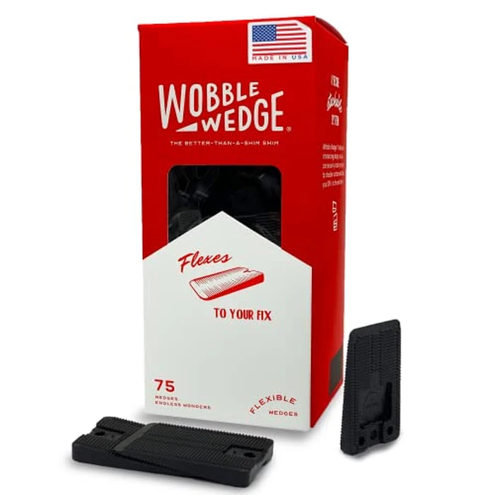 Wobble Wedges Flexible Plastic Shims - Leveling Shims for Home Improvement, Furniture Levelers, Table, and Toilet for Leveling - Made in USA Plastic Wedges Shim for Appliances (Black, 75-Pack) by WOBBLE WEDGES - Image 1