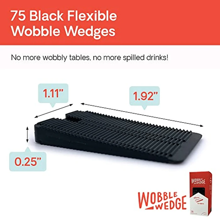 Wobble Wedges Flexible Plastic Shims - Leveling Shims for Home Improvement, Furniture Levelers, Table, and Toilet for Leveling - Made in USA Plastic Wedges Shim for Appliances (Black, 75-Pack) by WOBBLE WEDGES - Image 2