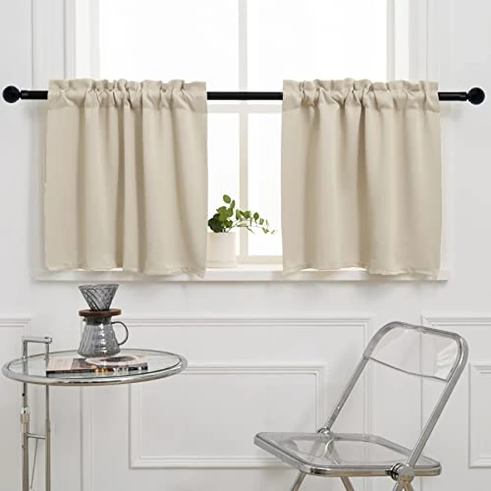 Pickluc Cafe Curtain (Half Window Curtain) 30 Inches Length, Rod Pocket Kitchen Curtain, Short Blackout Curtain for Small Window, 30" Wide and 30" Long, 2 Panels, Ivory by Pickluc - Used - Very Good condition - CA$17.00
