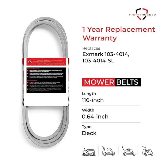 103-4014 Mule Drive Belt Replacement for Exmark, Length 116", Heavy-Duty, Durable, Aramid Cord Belt Replaces 1034014, 103-4014-SL on Exmark Lazer Z Series with AC, AS, BV, EFI, LC, KA, KC, Variants by MightyRugged - Image 2