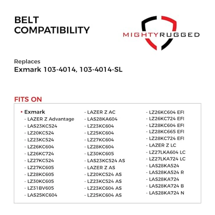 103-4014 Mule Drive Belt Replacement for Exmark, Length 116", Heavy-Duty, Durable, Aramid Cord Belt Replaces 1034014, 103-4014-SL on Exmark Lazer Z Series with AC, AS, BV, EFI, LC, KA, KC, Variants by MightyRugged - Image 3