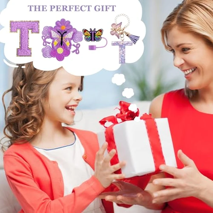 15PCS Cup Accessories Set for Stanley Cup 30oz 40oz Tumbler with Handle, Including Silicone Straw Cover and Boot, Spill Proof Stopper, Stanley Charms, Handle Charm, Initials Sticker (Letter J, Purple) by 3tyto - Image 6