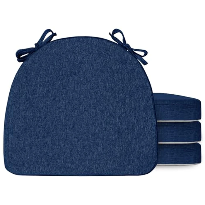 Chair Seat Cushions for Dining Chairs Non Slip Bottom U Shaped Ties,High Resilience Foam Bar Stool Farmhouse Kitchen Chair Pads Set of 4 16"x17"x2" Navy Home Decor Accessories Dorm Room Essentials by MIDLADE - Image 1