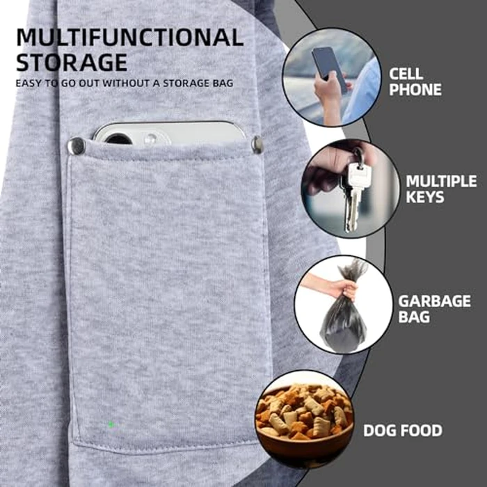 Dog Carrier Sling - Reversible Puppy Carrier Purse with Storage Pocket, Hand-Free Dog Sling Carrier for Carry Small Dogs and Cats, Travel Safety Harness, Dog and Cat Harness (Gray) by ARZQUT - Image 3