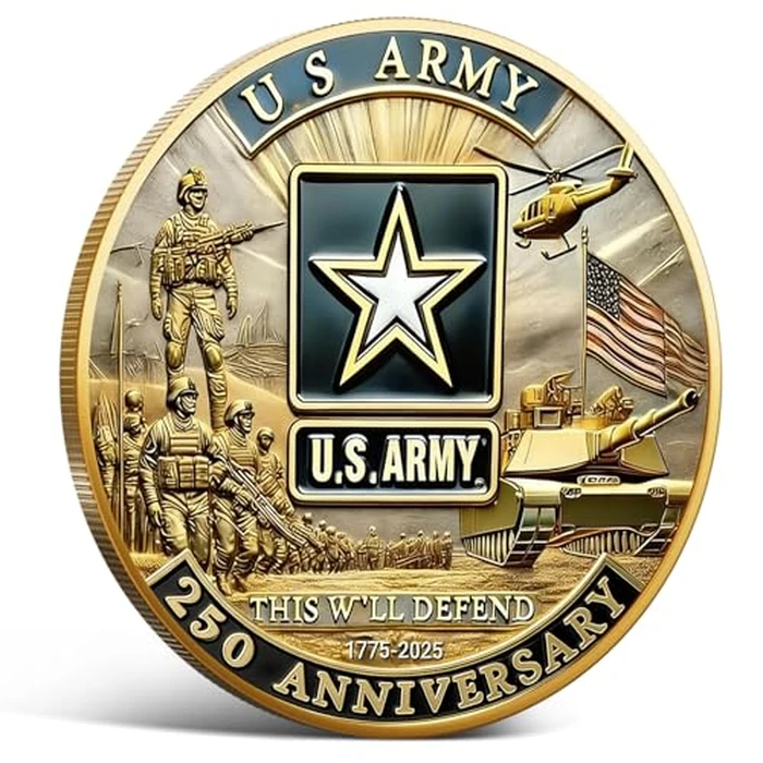 250th Anniversary U.S. Army Commemorative Coin - Double-Sided High Relief Design - 1775-2025 Military Collector Coin - Veteran Gift - Patriotic Metal Challenge Coin (Army) by Touzanious - Image 1