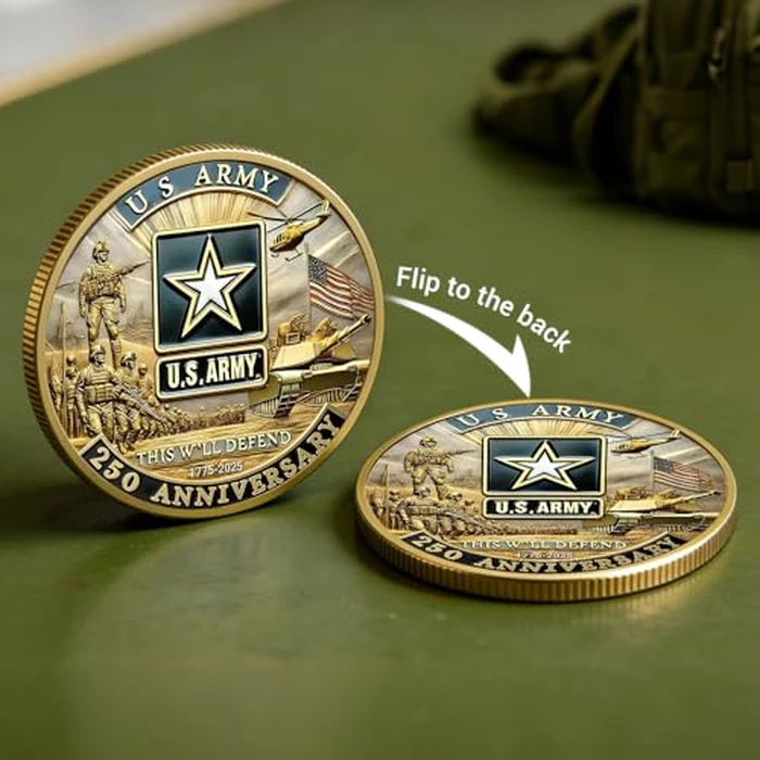 250th Anniversary U.S. Army Commemorative Coin - Double-Sided High Relief Design - 1775-2025 Military Collector Coin - Veteran Gift - Patriotic Metal Challenge Coin (Army) by Touzanious - Image 4