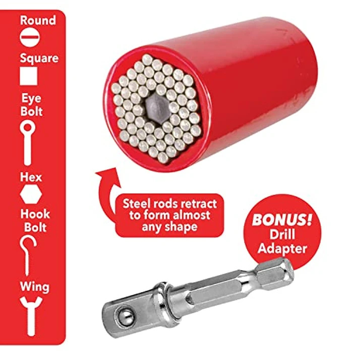 Red Dog Socket w/Drill Adapter, Fits Most Nuts & Bolts, Use with Socket Wrenches & Power Drills, Steel Rods Form Any Shape, Standard or Metric, 2 in. by Red Dog - Image 5