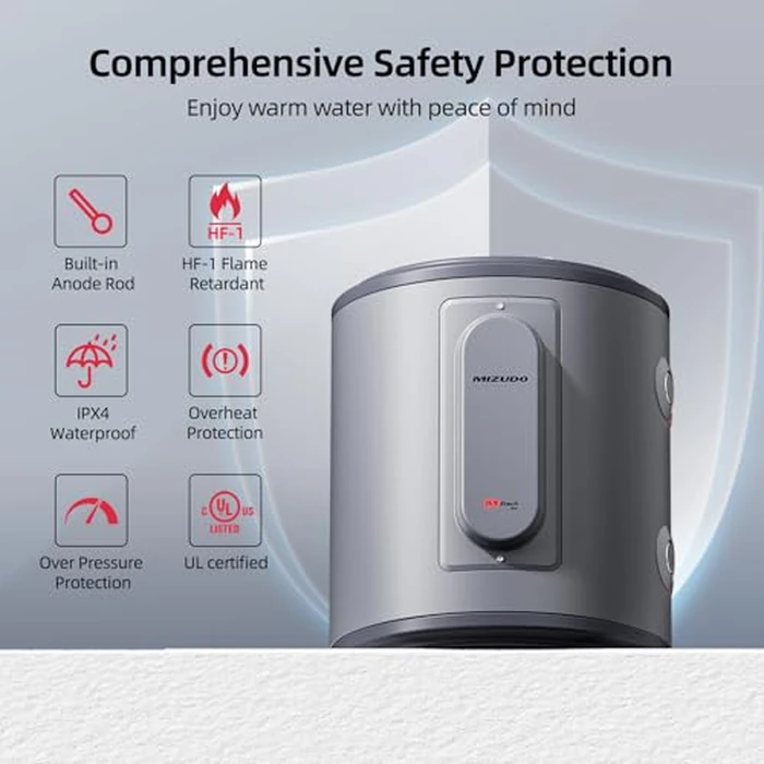 Electric Mini Tank Water Heater, MIZUDO 6 Gallon Point of Use Hot Water heater 1500W, Compact Residential 120V with T&P Valve, Adjustable Thermostat, UL Listed by MIZUDO - Image 2