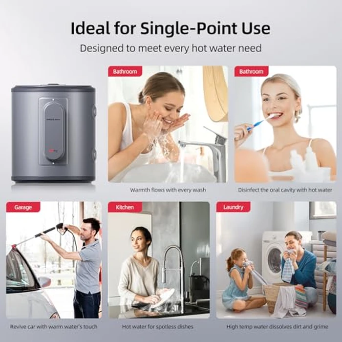 Electric Mini Tank Water Heater, MIZUDO 6 Gallon Point of Use Hot Water heater 1500W, Compact Residential 120V with T&P Valve, Adjustable Thermostat, UL Listed by MIZUDO - Image 3