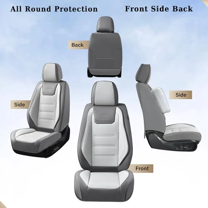 Coverado Car Seat Covers Full Set, Seat Covers for Cars, Front Seat Covers and Back Seat Cover Waterproof Leather Automotive Seat Cover, Universal Car Interior Protectors Cushion for Most Cars by Coverado - Image 8