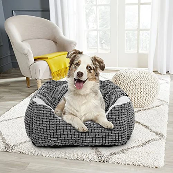 GASUR Dog Beds for Small Dogs with Cover Cave, Cat Beds for Indoor Cats, Rectangle Hooded Dog Puppy Bed with Blanket, Cozy Anti-Anxiety, Anti-Slip Bottom and Machine Washable (20", Grey) by GASUR - Image 7