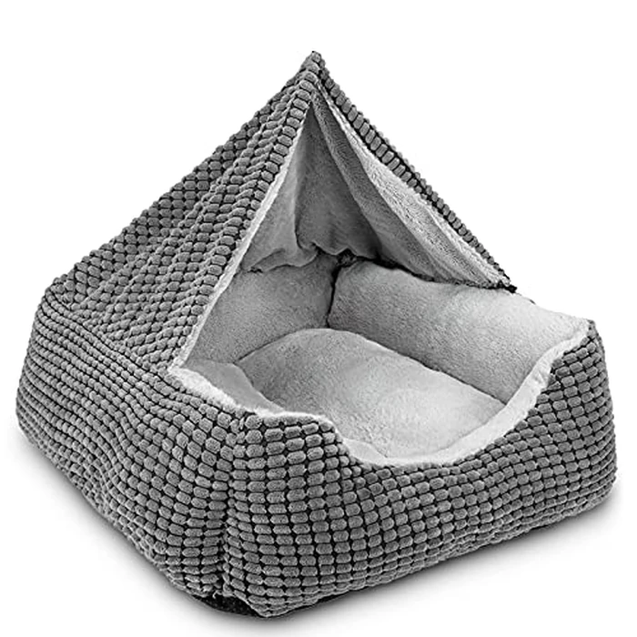 GASUR Dog Beds for Small Dogs with Cover Cave, Cat Beds for Indoor Cats, Rectangle Hooded Dog Puppy Bed with Blanket, Cozy Anti-Anxiety, Anti-Slip Bottom and Machine Washable (20", Grey) by GASUR - Image 8