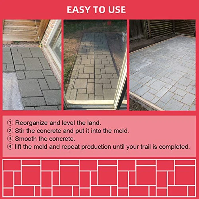 Anothera 20"x20"x1.8" Plus Size Walk Maker Reusable Concrete Path Maker Molds Stepping Stone Paver Lawn Patio Yard Garden DIY Walkway Pavement Paving Moulds (8-Grid) by Anothera - Image 2