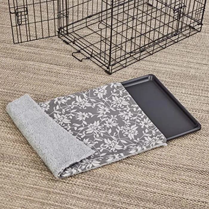 Midwest Homes for Pets Midwest Quiet Time Reversible Dog Crate Pan Cover, Fits Dog Crate Pans, 48" Gray Floral/Fleece, Pan Cover Only by MidWest Homes for Pets - Used - Very Good condition - CA$35.67