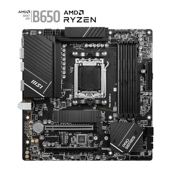 MSI PRO B650M-A WiFi V1 Motherboard, Micro-ATX - Supports AMD Ryzen 9000/8000 / 7000 Series Processors, AM5 - DDR5 Memory Boost 6000+MHz/OC, 2 x PCIe 4.0 x16, 2 x M.2 Gen4, 2.5G LAN by msi - Image 2