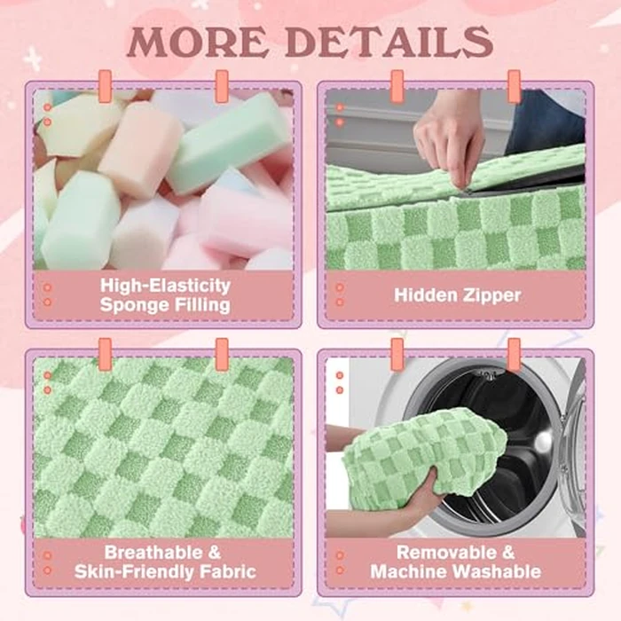 HABUTWAY 3 in 1 Bean Bag Chair with Portable U-Shaped Pillow, Giant Bean Bag with Washable Cover, Convertible Sofa Bed (Green) by HABUTWAY - Image 8