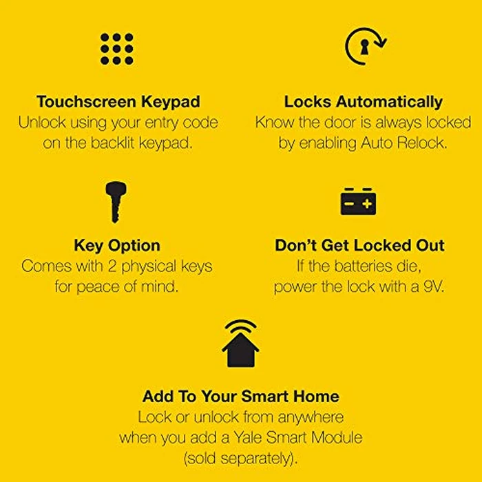 Yale Assure Electronic Door Handle with Touchscreen, Satin Nickel Non-Connected Keypad Provides Keyless Entry with Pin Code, One-Touch, or Auto-Locking, YRL226-NR-619 by Yale - Image 2