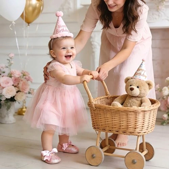 Soft Sole Leather Pink Baby Shoes - Infant Baby Walking Shoes Moccasinss Rubber Sole Crib Shoes(Pink,12-18Months Infant) by Felix & Flora - Image 2