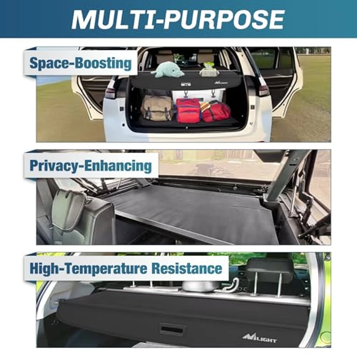 Nilight Trunk Cargo Cover for Jeep Grand Cherokee L 3 Row 2021 2022 2023 2024 2025, Retractable Security Shade Rear Cargo Cover, with Trunk Storage Net by Nilight - Image 3