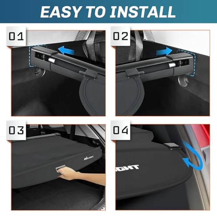 Nilight Trunk Cargo Cover for Jeep Grand Cherokee L 3 Row 2021 2022 2023 2024 2025, Retractable Security Shade Rear Cargo Cover, with Trunk Storage Net by Nilight - Image 6