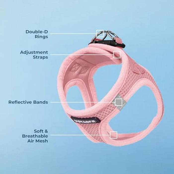 Best Pet Supplies Voyager Step-in Air Harness - All Weather Mesh, Reflective, No Pull Harness for Dogs, Cats - Secure with Hook & Loop Fastener, Buckle, Double D-Rings - Pink, M by Best Pet Supplies - Image 3