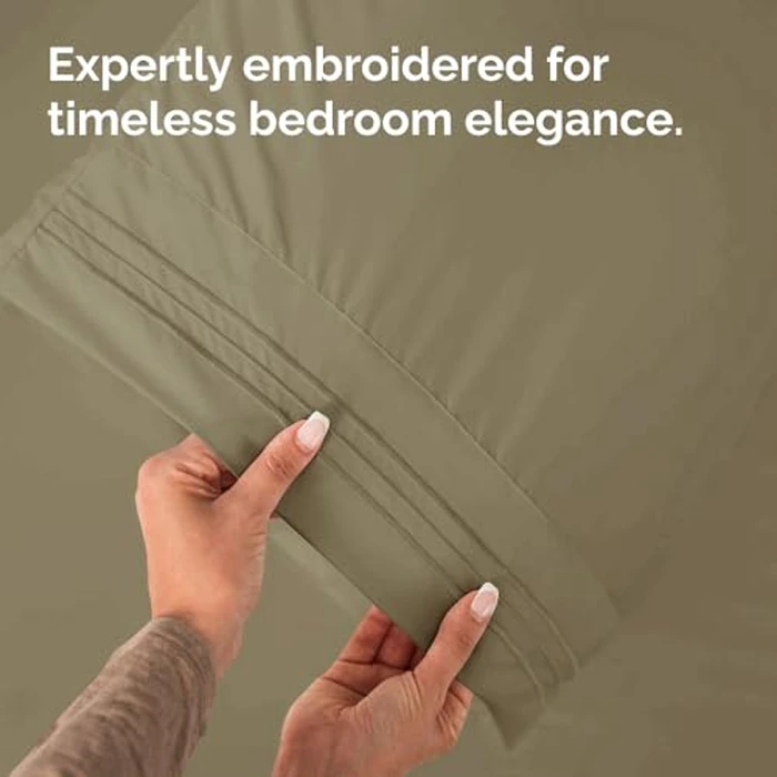 Queen Pillow Cases Set of 2 - Ultra Soft Hotel Quality Pillowcase Covers - Comfy, Cozy & Wrinkle Free - Shrinkage, Stain and Fade Resistant - Machine Washable Pillow Protectors - 2 Piece Set - Khaki by CGK Unlimited - Image 6