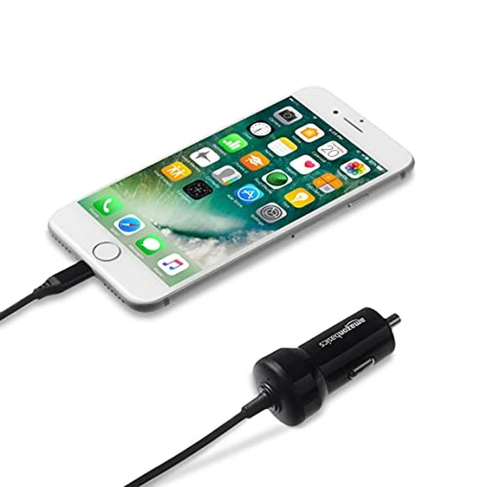 Amazon Basics 12W (5V, 2.4A) Car Charger with Lightning Cable (Straight) for iPhone and Apple Devices, 3 ft - Black by Amazon Basics - Image 3