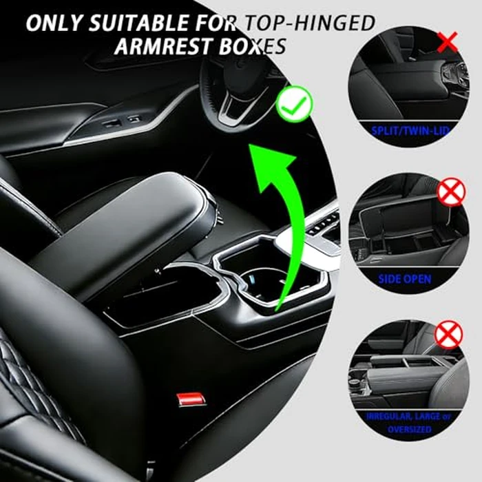 Car Armrest Cushion, Car Center Console Cover, Leather Armrest Cover for Car, Universal Middle Console Cushion with Storage Box, Cup Holder, Phone Slot, Waterproof Interior Accessories (Light gray) by FRIDADAKU - Image 6