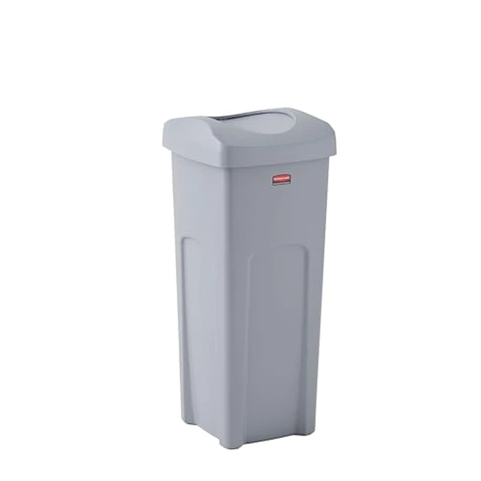 Rubbermaid Commercial Products Square Trash/Garbage Container with Untouchable Swing Top Lid, 23-Gallon, Gray, Perfect for Outdoor/Restaurant/School/Kitchen by Rubbermaid Commercial Products - Used - Like New condition