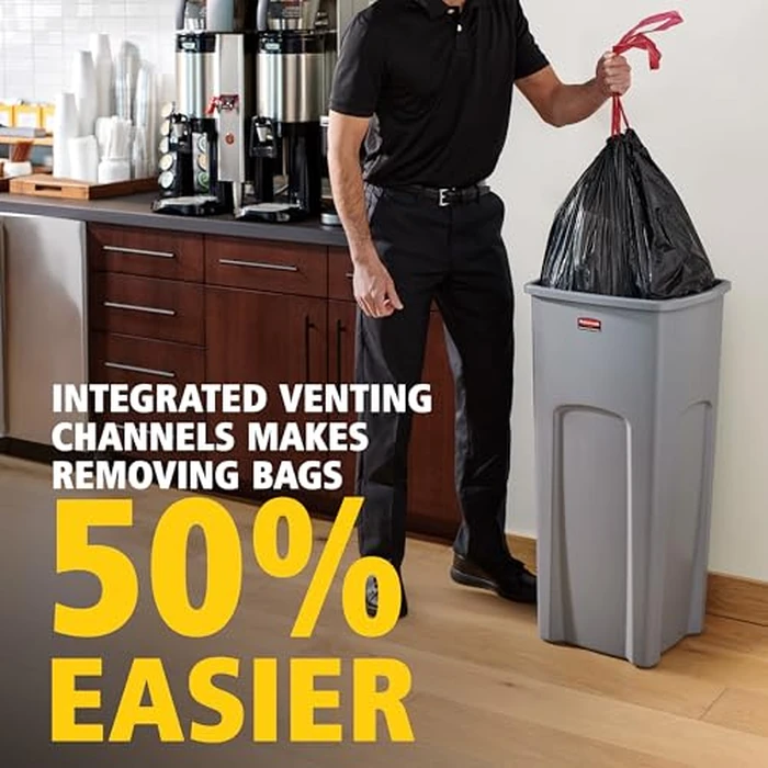 Rubbermaid Commercial Products Square Trash/Garbage Container with Untouchable Swing Top Lid, 23-Gallon, Gray, Perfect for Outdoor/Restaurant/School/Kitchen by Rubbermaid Commercial Products - Image 3