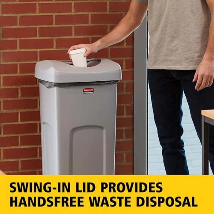 Rubbermaid Commercial Products Square Trash/Garbage Container with Untouchable Swing Top Lid, 23-Gallon, Gray, Perfect for Outdoor/Restaurant/School/Kitchen by Rubbermaid Commercial Products - Image 6